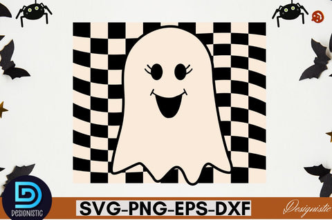 Retro Cute Ghost PNG Clipart Sublimation DESIGNISTIC 