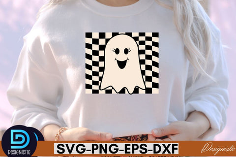 Retro Cute Ghost PNG Clipart Sublimation DESIGNISTIC 