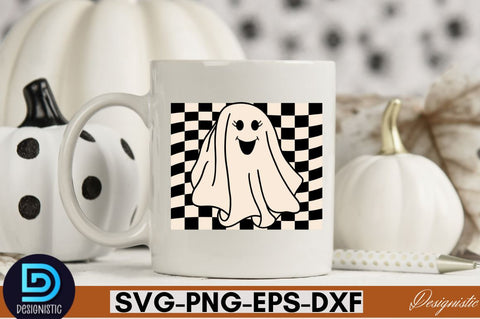 Retro Cute Ghost PNG Clipart Sublimation DESIGNISTIC 