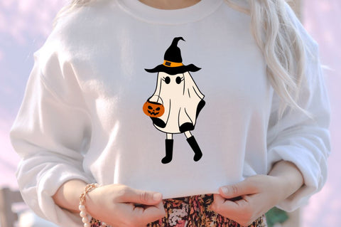 Retro Cute Ghost PNG Clipart Sublimation DESIGNISTIC 