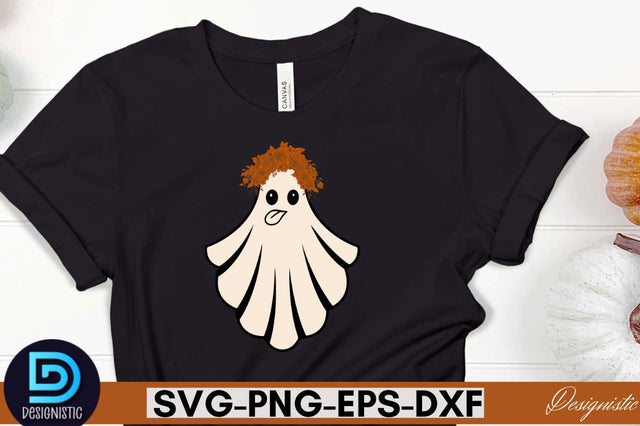 Retro Cute Ghost PNG Clipart Sublimation DESIGNISTIC 