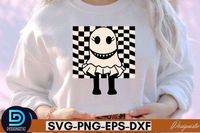 Retro Cute Ghost PNG Clipart Sublimation DESIGNISTIC 