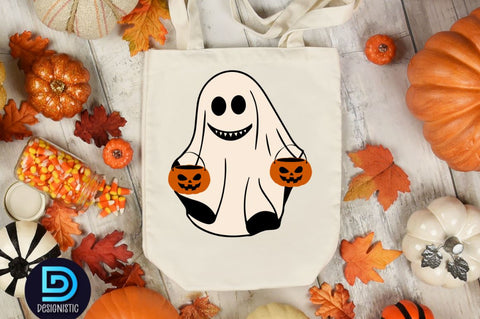 Retro Cute Ghost PNG Clipart Sublimation DESIGNISTIC 