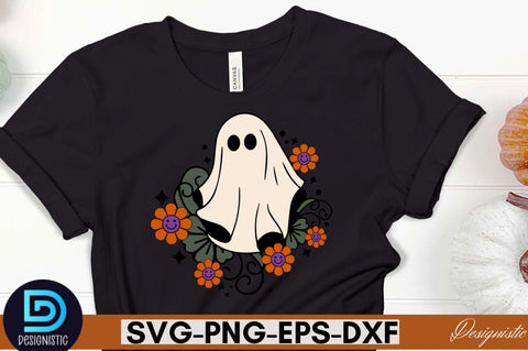 Retro Cute Ghost PNG Clipart Sublimation DESIGNISTIC 