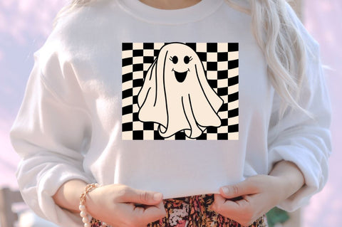 Retro Cute Ghost PNG Clipart Sublimation DESIGNISTIC 