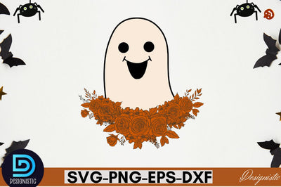 Retro Cute Ghost PNG Clipart Sublimation DESIGNISTIC 