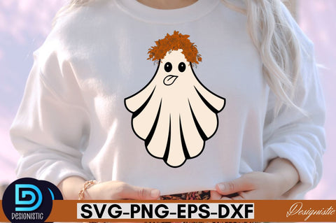 Retro Cute Ghost PNG Clipart Sublimation DESIGNISTIC 