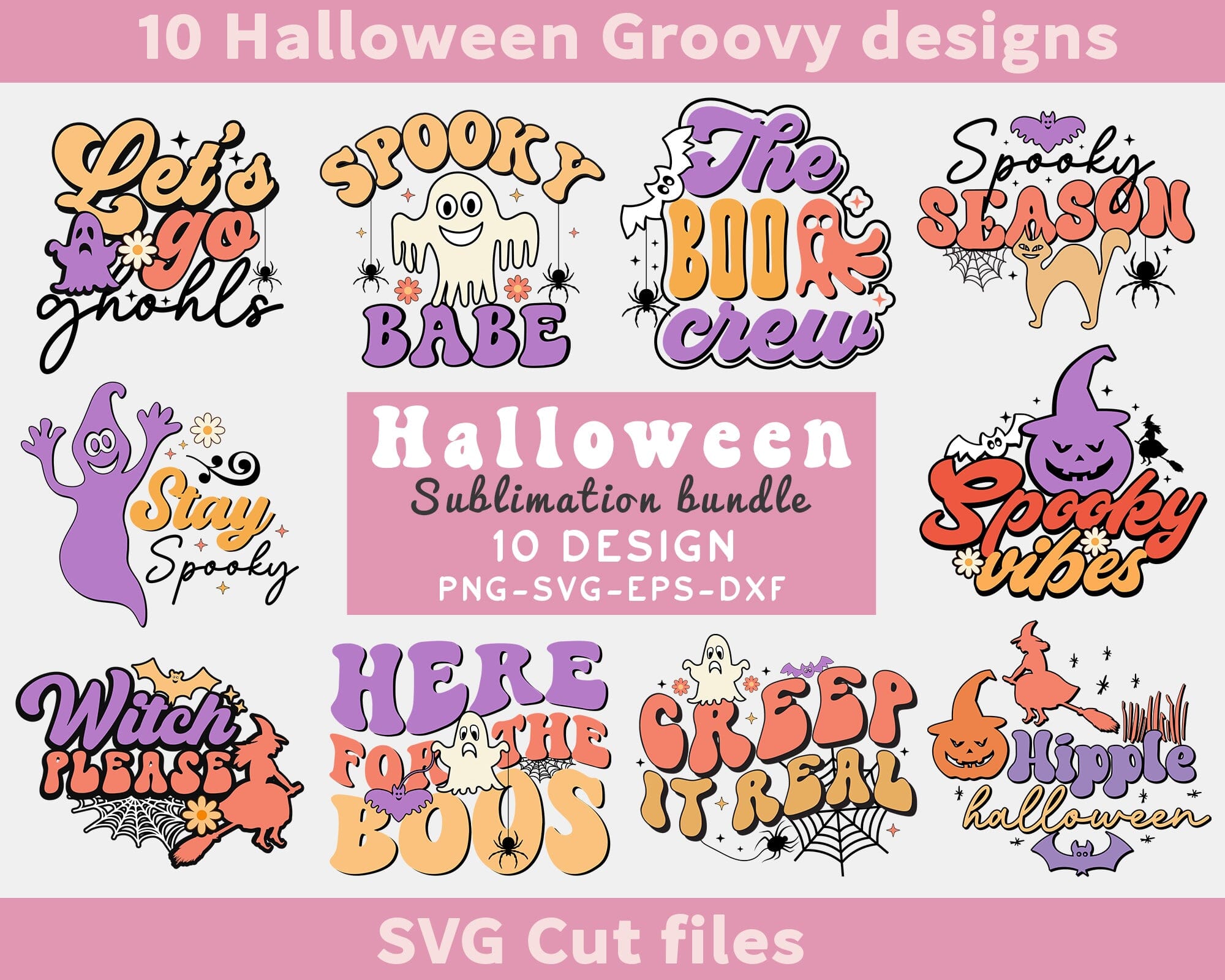 Retro Halloween Sublimation Bundle, Retro Halloween Bundle PNG