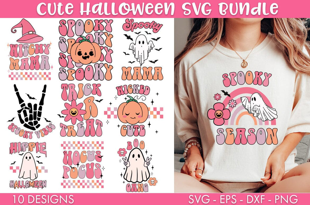Retro Cute Halloween SVG Bundle PNG - So Fontsy