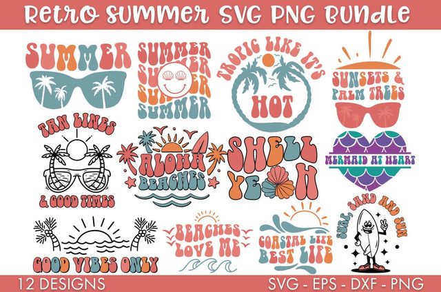 Retro Cute Summer SVG Bundle PNG Cut file SVG Freeling Design House 