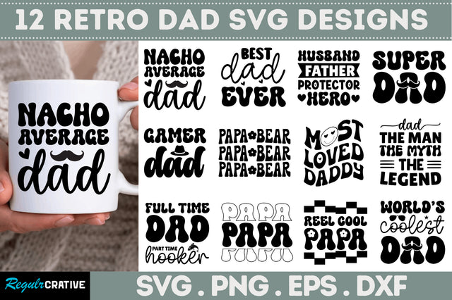 Retro Dad SVG Bundle SVG Regulrcrative 