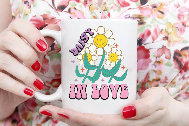 Retro Daisy in Love PNG Sublimation SVG designartist 