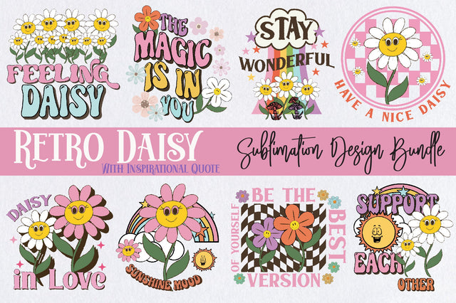 Retro Daisy Quote PNG Sublimation Bundle Sublimation Jagonath Roy 