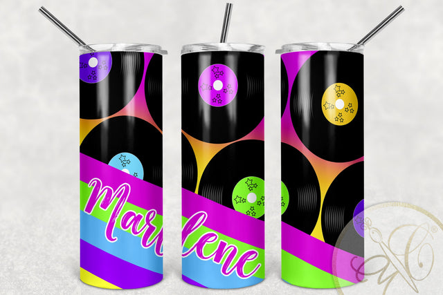 Retro Disco 20oz Skinny Tumbler Sublimation/ 80’s, 90’s/ Neon/ Pink, Orange Sublimation Marlene Campos 