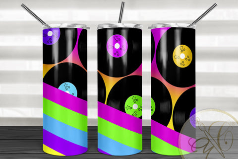 Retro Disco 20oz Skinny Tumbler Sublimation/ 80’s, 90’s/ Neon/ Pink, Orange Sublimation Marlene Campos 