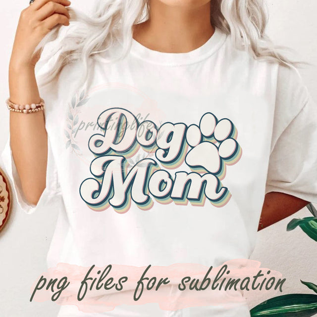 Retro Dog Mom PNG, Dog Mom Sublimation Design, Mom Digital Design, Dog Paw Design Png, Dog Mom Distressed Design, Digital Download Sublimation PrintingLife 