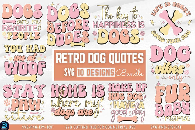 Retro Dog Quotes SVG Bundle SVG DESIGNISTIC 