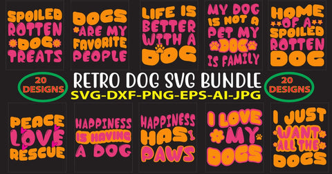 Retro Dog Svg Bundle SVG Syaman 