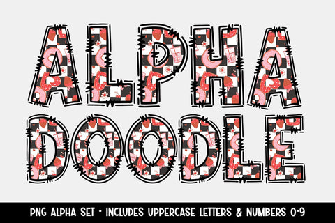 Retro Doodle Alphabet PNG, Donut Alphabet Letters PNG Bundle, Love Hand Drawn Doodles, Sublimation Alpha Set Designs PNG Sublimation BijouBay 