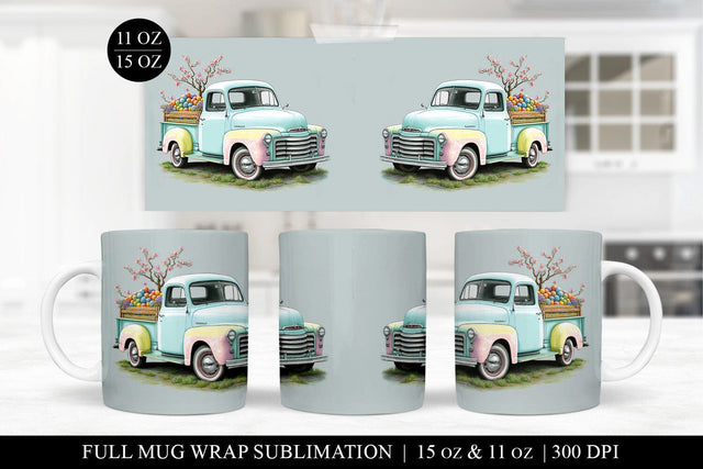 Retro Easter Pickup Truck Mug Sublimation Sublimation BijouBay 
