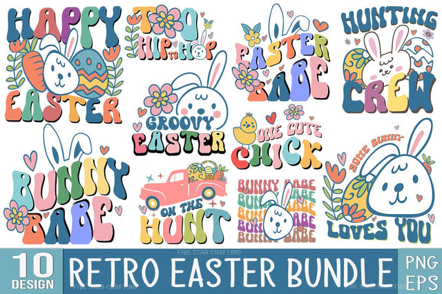Retro Easter PNG Sublimation Bundle SVG FiveStarCrafting 
