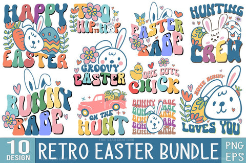 Retro Easter PNG Sublimation Bundle SVG FiveStarCrafting 