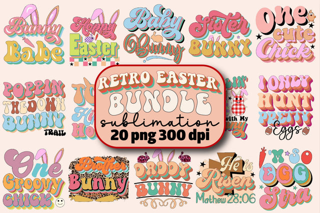Retro Easter Sublimation Design Bundle Sublimation SVGArt 