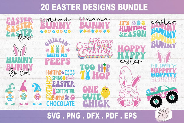 Retro Easter SVG Bundle, Easter Svg files, Spring Svg, Easter svg for Shirts, Easter Bundle, Easter Quotes, Cut Files, Cricut file SVG NS Arts Shop 
