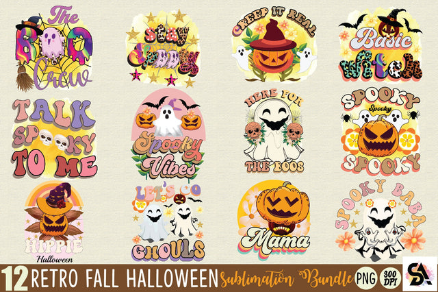 Retro fall halloween sublimation Bundle Sublimation SVGArt 