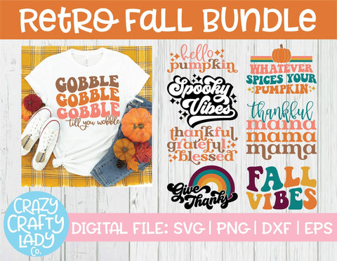 Retro Fall | Halloween | Thanksgiving Quote SVG Cut File Bundle SVG Crazy Crafty Lady Co. 