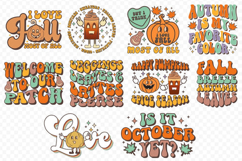 Retro Fall PNG Sublimation Bundle Sublimation CraftLabSVG 