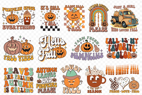 Retro Fall PNG Sublimation Bundle Sublimation CraftLabSVG 