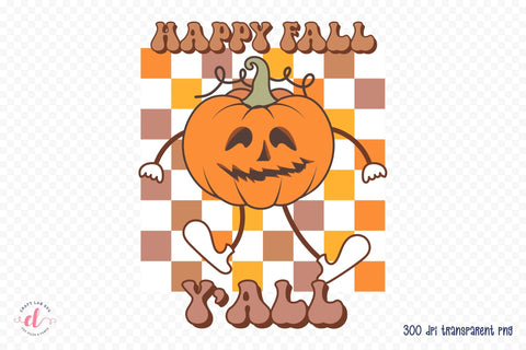 Retro Fall Sublimation Design, Happy Fall Y'all Sublimation CraftLabSVG 