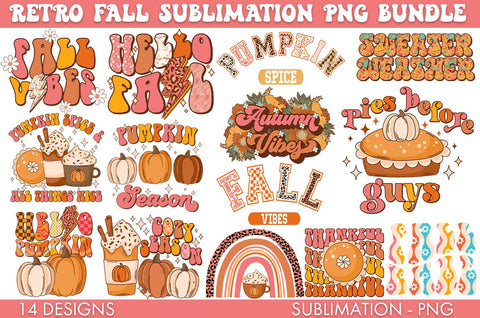 Retro Fall Sublimation PNG Bundle Sublimation Freeling Design House 