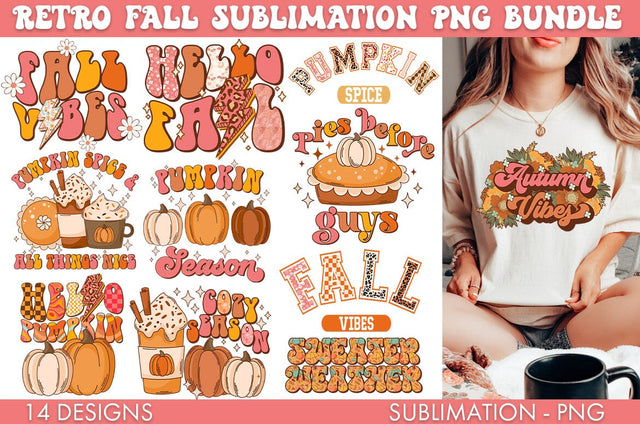 Retro Fall Sublimation PNG Bundle Sublimation Freeling Design House 
