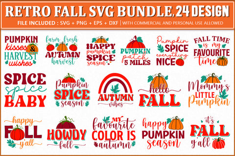 Retro Fall SVG Bundle, Autumn Bundle SVG Shetara Begum 