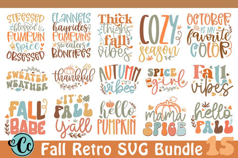 Retro Fall SVG Bundle, Autumn Svg Bundle, Thanksgiving Svg, Fall Svg Designs SVG Crazy Craft 