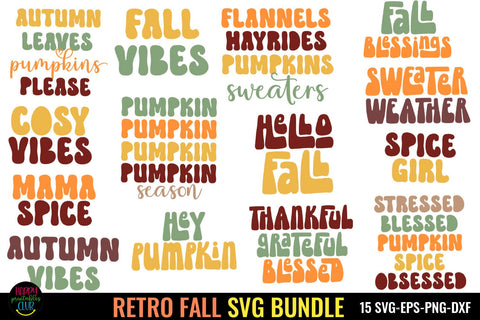Retro Fall SVG Bundle I Autumn SVG Bundle I Groovy Fall SVG SVG Happy Printables Club 