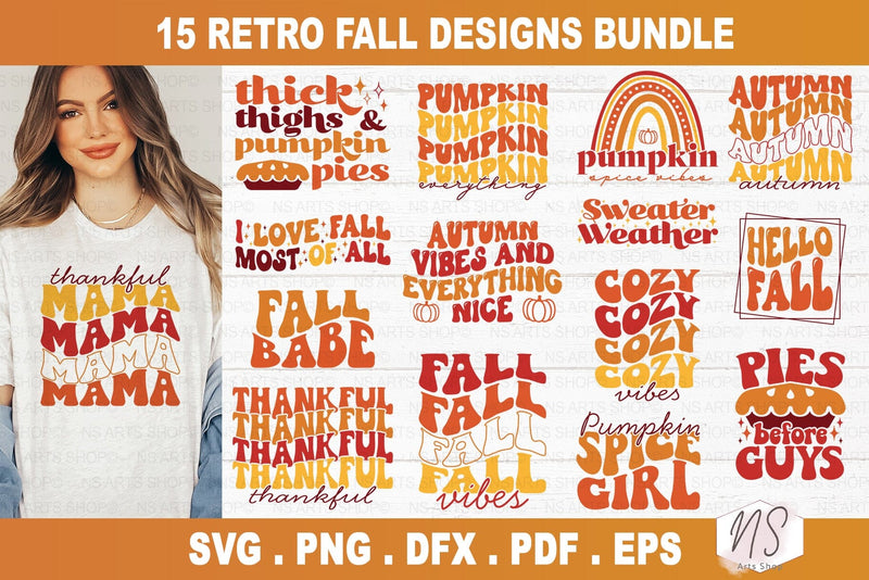 Retro Fall SVG, Fall SVG Bundle, Autumn Svg, Thanksgiving Svg, Fall Svg Designs, Fall Sign svg, Autumn Bundle Svg, Cut File Cricut SVG NS Arts Shop 