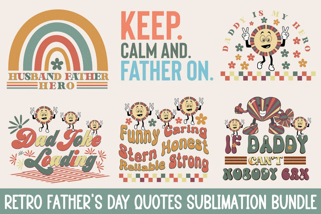 Retro Father's Day Quotes Sublimation Bundle Sublimation Rupkotha 