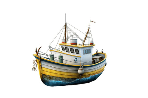 Retro Fishing Boat Clipart Bundle Sublimation Regulrcrative 