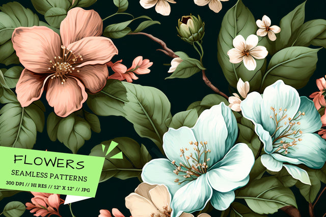 Retro Floral Background, floral background Digital Pattern FloridPrintables 