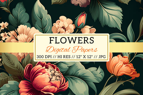 Retro Floral Background, seamless background with flowers Digital Pattern FloridPrintables 