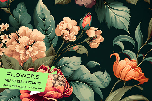 Retro Floral Background, seamless background with flowers Digital Pattern FloridPrintables 