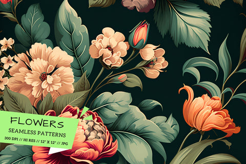 Retro Floral Background, seamless background with flowers Digital Pattern FloridPrintables 
