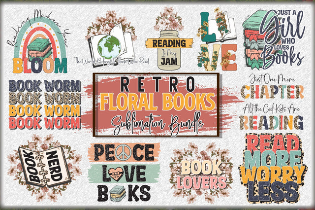 Retro Floral Books Sublimation Bundle Sublimation Jagonath Roy 