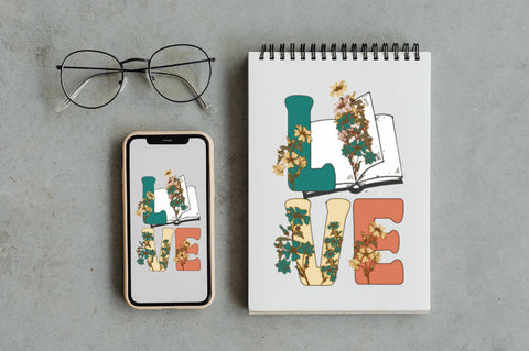 Retro Floral Love Books Sublimation Sublimation Jagonath Roy 