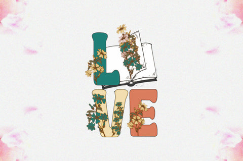 Retro Floral Love Books Sublimation Sublimation Jagonath Roy 