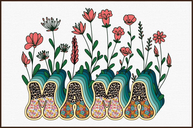 Retro Floral Mama png design Sublimation designartist 