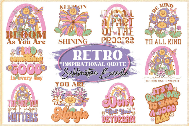 Retro Flower Quotes Sublimation Bundle Sublimation Jagonath Roy 